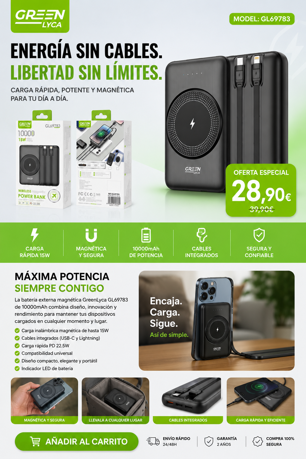 POWER BANK MAGNÉTICA 10000mAh