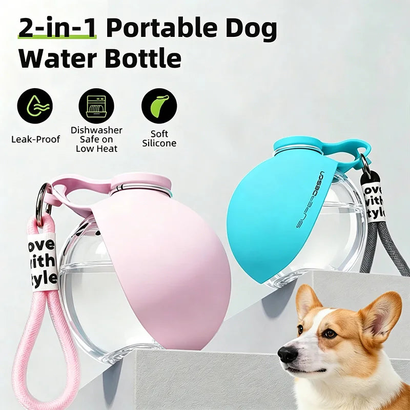 Botella Plegable de Viaje 2 en 1 para Perros