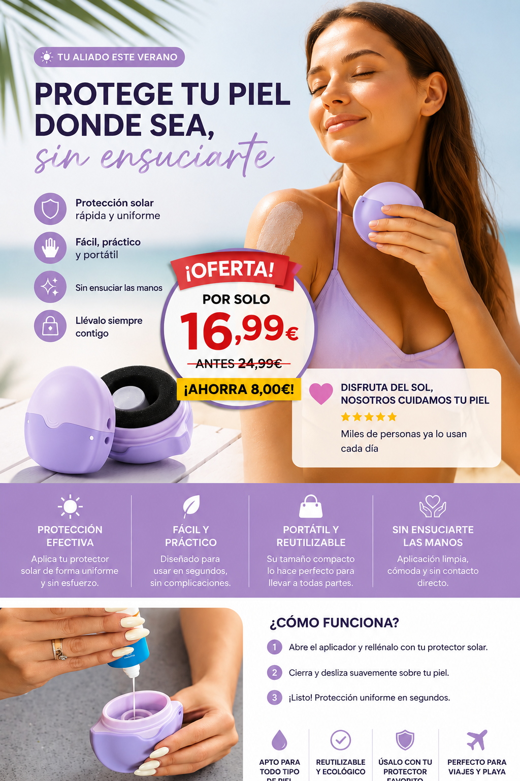 Aplicador Portátil de Protector Solar