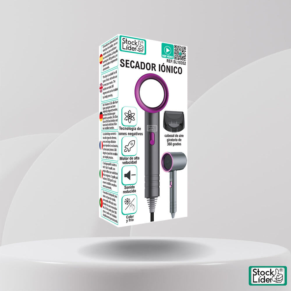 Secador de Pelo Iónico con Motor DC y Cabezal Giratorio 360°