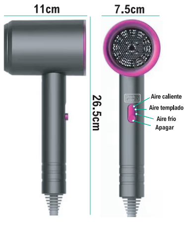Secador de Pelo Iónico con Motor DC y Cabezal Giratorio 360°