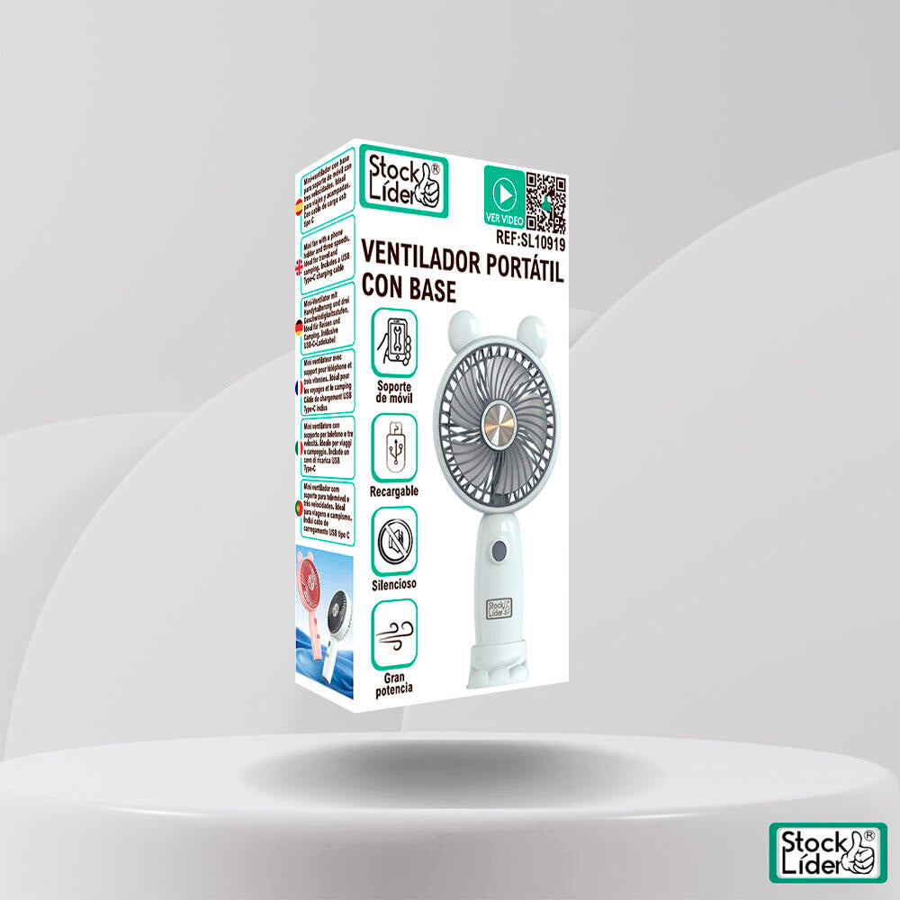 Ventilador Portátil Plegable con Pantalla LCD y Soporte para Teléfono