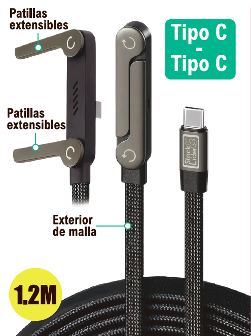 Cable de Carga USB-C con Soporte para Móvil | Carga Rápida 240W